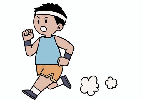 Illustration, running, male, whole body, 