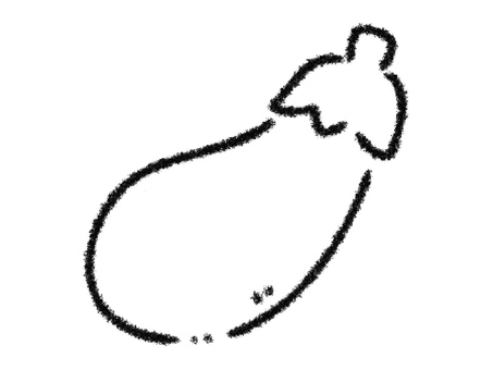 ゆるい手描きの茄子（線画） ナス,野菜,秋,夏,食べ物,食材,農作物,収穫,旬,家庭菜園のイラスト素材