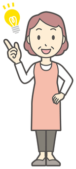  エプロンおばちゃん-209-全身 アイデア,おばちゃん,エプロン,お母さん,ママ,中年,おばさん,主婦,人物,かわいいのイラスト素材