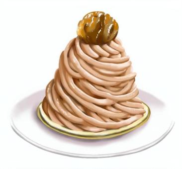 モンブランのイラスト　栗　マロン モンブラン,栗,秋,食べ物,スイーツ,イラストのイラスト素材