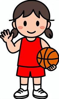 赤のバスケットボールの女子です。