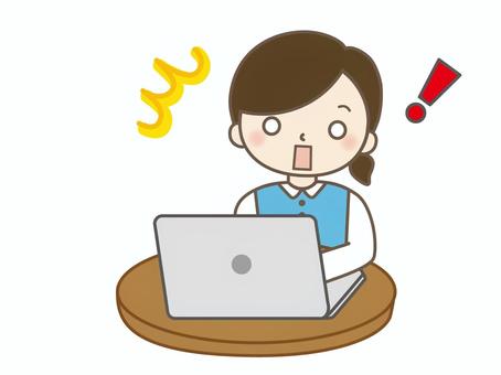 パニックになったパソコンをする女性 パニックになったパソコンをする女性 女性,女の子,パソコン,パソコン教室,フリーズ,パニック,トラブル,ショック,焦る,絶望のイラスト素材