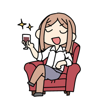 ワインを片手に優越感女性 女性,ワイン,優越感,セレブ,金持ち,富豪,成金,贅沢,道楽,家具のイラスト素材