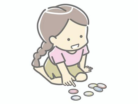 昭和の遊び＿ビー玉 子供,昭和,玩具,ビー玉,少女のイラスト素材