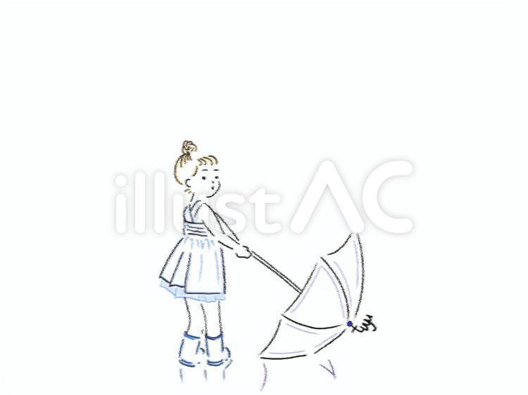 クレヨン風　女の子 女の子,女子,線画のイラスト素材