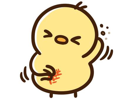 体中が痒くてポリポリ掻いてしまうひよこ ひよこ,体,掻く,かゆい,痛痒い,乾燥,肌,辛い,トラブル,かわいいのイラスト素材
