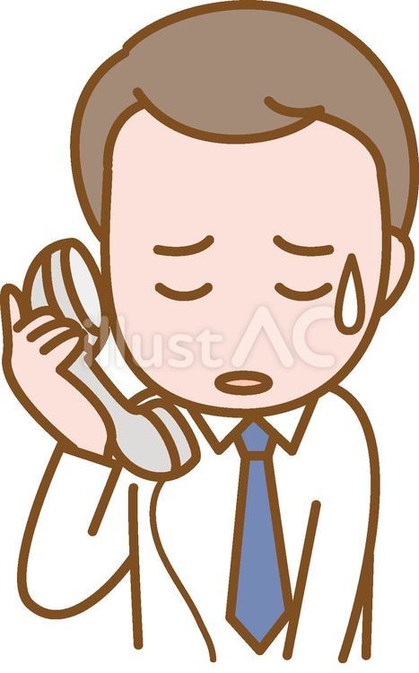 電話で謝罪する男性 電話,謝罪,仕事のイラスト素材