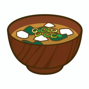 お味噌汁 味噌汁,和食,食べ物,料理,豆腐,わかめ,ネギのイラスト素材