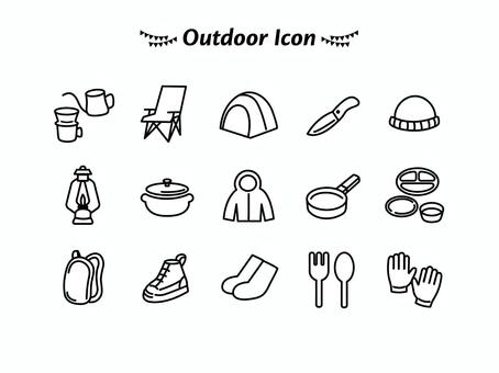 キャンプを楽しむための必需品 アウトドア,アイコン,キャンプ,コーヒー,マグカップ,テント,手袋,ニット帽,鍋,フライパンのイラスト素材