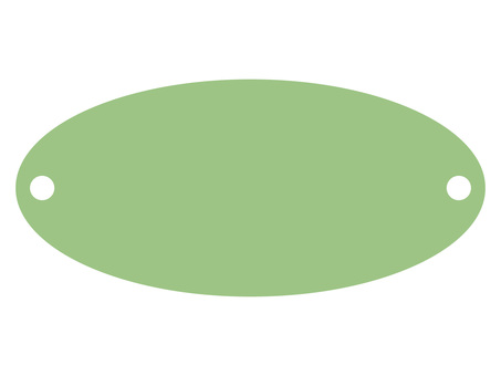 2つの穴が開いたシンプルな緑のタグ フレーム,タグ,背景,オーバル,楕円,横長,プレート,ラベル,バッジ,アイコンのイラスト素材