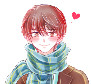 恋する冬の男性 男性,冬,恋愛,マフラー,人物,あたたかみ,爽やか,デート,ときめく,ときめきのイラスト素材