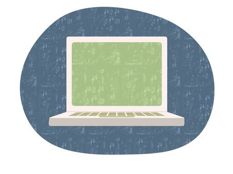 ゆるい手描き風なパソコンのアイコン パソコン,ノートパソコン,白色,pc,検索,ネット,sns,通信,テクノロジー,家電のイラスト素材