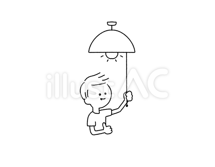 電気をつける/消す　男性　モノクロ 人物,アイコン,線画のイラスト素材