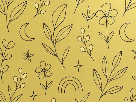 179.背景 北欧風,北欧デザイン,パターン,シームレス,繰り返し模様,ラインアート,植物,草花,葉っぱ,リーフのイラスト素材