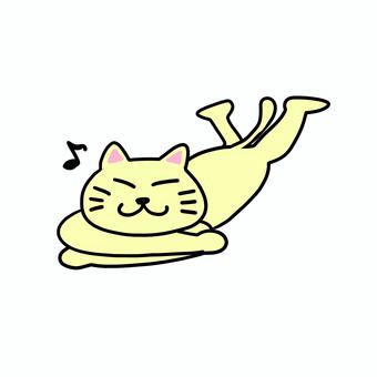 腕を組んで寝そべるねこ ねこ,動物,キャラ,ポップ,かわいい,ごきげん,嬉しい,楽しい,楽しみ,うつ伏せのイラスト素材