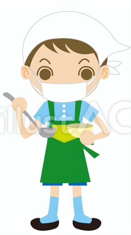 男の子 小学生,小学校,給食のイラスト素材