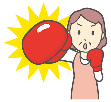  エプロンおばちゃん-035-バスト パンチ,おばちゃん,エプロン,お母さん,ママ,中年,おばさん,主婦,人物,かわいいのイラスト素材