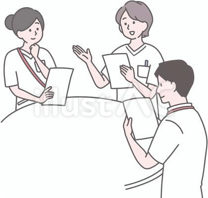 カンファレンスする看護師 情報共有する