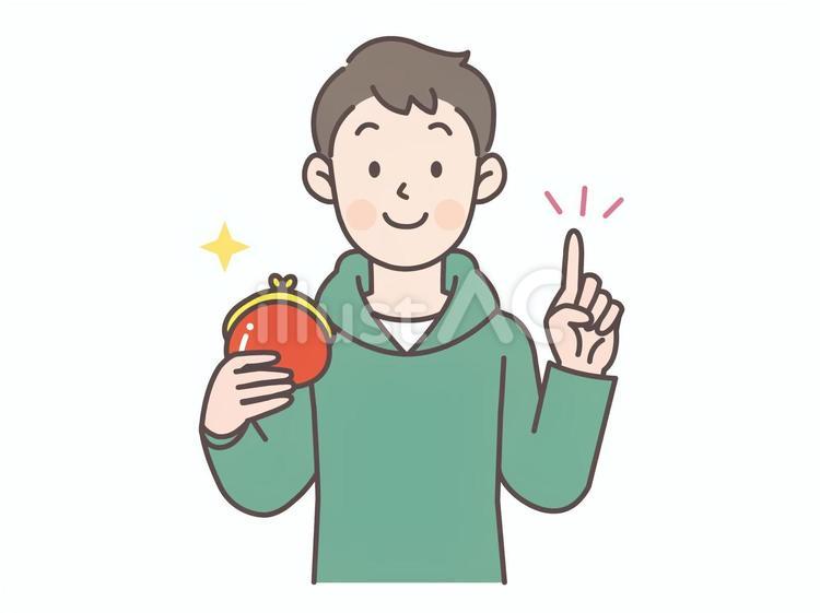 財布を持ったパーカーを着た男性 人物,男性,パーカーのイラスト素材