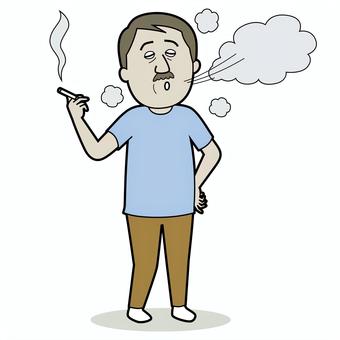 タバコを吸っている外国人の男性_輪郭あり 外国人,男性,おじさん,タバコ,全身,40代,50代,60代,ニコチン,スモーカーのイラスト素材