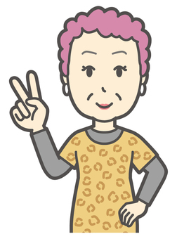  大阪のおばちゃん-051-バスト ピース,おばちゃん,大阪,ヒョウ柄,おばはん,中年,女性,関西,派手,おばさんのイラスト素材