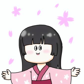 じゃぱにーずどーる！チェリーブロッサム篇 人形,日本人形,桜,春,かわいい,ゆるキャラのイラスト素材