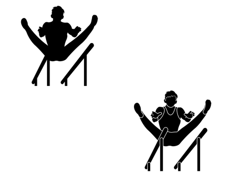 体操 平行棒,体操,セット,競技,種目,スポーツ,運動,人,人物,男性のイラスト素材