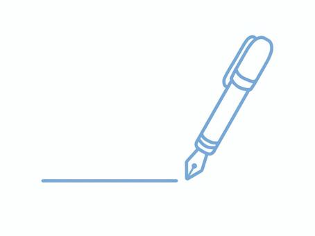 青色の手描きの万年筆 万年筆,文房具,書く,文具,筆記用具,シンプル,挿絵,事務用品,イラスト,絵のイラスト素材