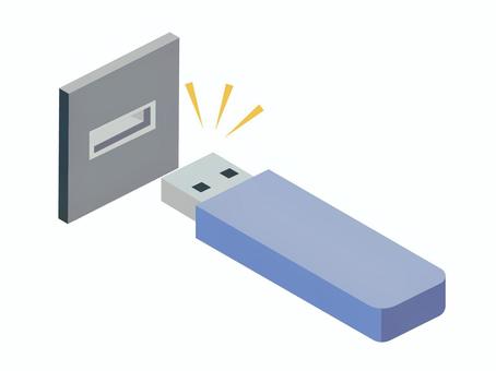 USBメモリを抜くアイソメイラスト usb,メモリ,記憶,機械,抜く,さす,ビジネス,接続,アイソメのイラスト素材