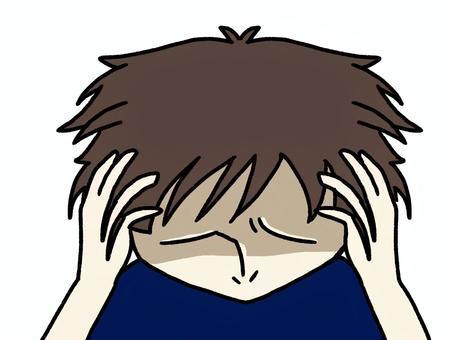落ち込んだ人物 落ち込んだ人物 落ちこむ,鬱,抱える,頭,暗い,辛い,悩む,人物,手,イラストのイラスト素材