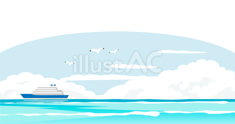 夏の海と空の背景イラスト素材 海,ビーチ,空のイラスト素材