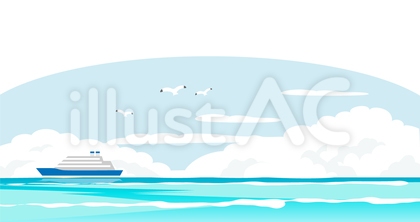 夏の海と空の背景イラスト素材