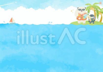 バカンスを楽しむ動物たちと海の風景