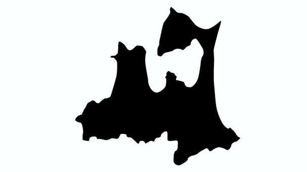 青森県地図のシルエット 青森県,シルエット,地図,都道府県,マップ,ワンポイント,地方,地域,地理,社会のイラスト素材