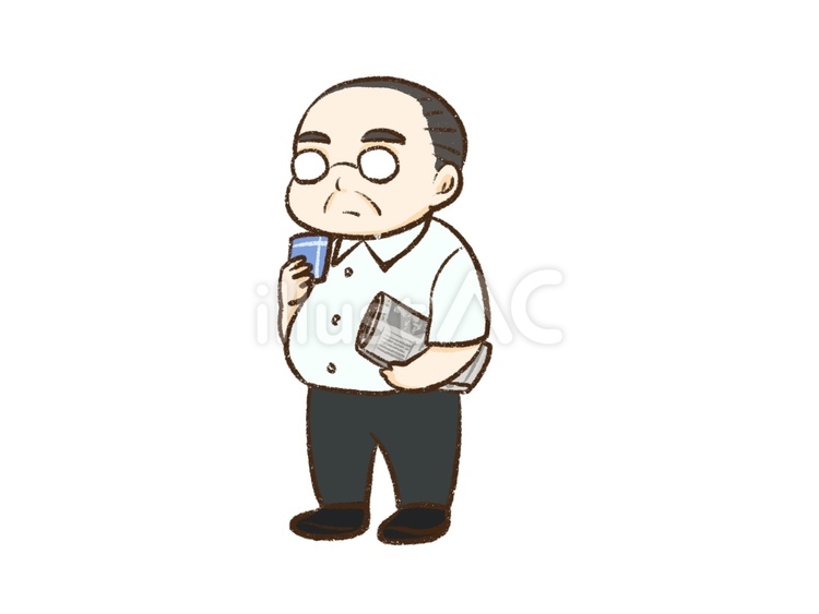 ハンカチと新聞を持ったおじさん ハンカチと新聞を持ったおじさん おじさん,メガネ,新聞のイラスト素材