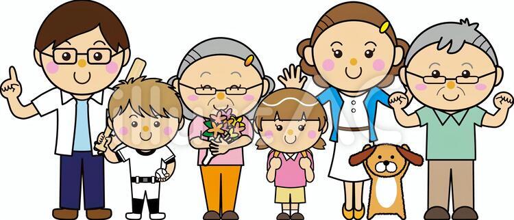 男女25_02（家族） おじいさん,おばあさん,三世代のイラスト素材