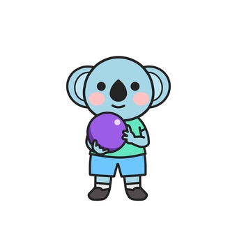 ボーリングの投げ方をイメージするコアラ ボーリング,ボウリング,ボーリング場,遊び,大会,ストライク,ボール,球,ゲーム,友達のイラスト素材