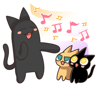 歌う猫 猫,動物,キャラクター,歌,音符,音楽のイラスト素材