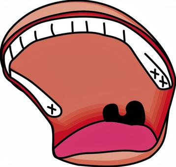 叫ぶ口　 叫ぶ,口,口内,歯,舌,のどちんこ,顔,パーツ,線画のイラスト素材