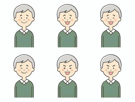 おじいさんの笑った表情セット おじいさんの笑った表情セット ワクワク,楽しみ,笑顔,楽しい,嬉しい,喜び,表情,セット,アイコン,おじいさんのイラスト素材