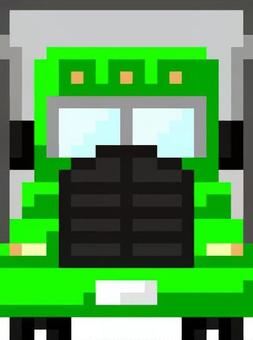 ドット絵のアメリカの緑のトラックです。 ドット絵,アメリカ,トラック,大型,シンプル,車,荷物,輸送,運搬,配送のイラスト素材
