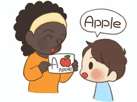 英語を習う男の子のイラスト 視覚支援,お支度ボード,絵カード,スケジュール,子ども,英語,塾,スクール,通う,英語教室のイラスト素材