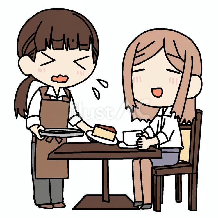 焦る女性店員と女性客 女性,客,店員のイラスト素材