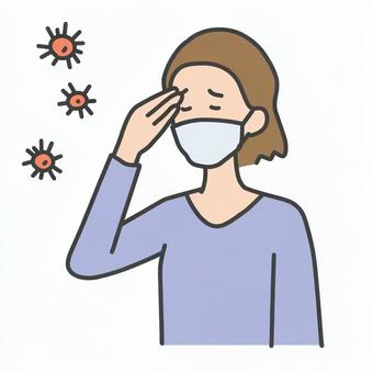 ウイルスに感染して頭痛に悩む女性