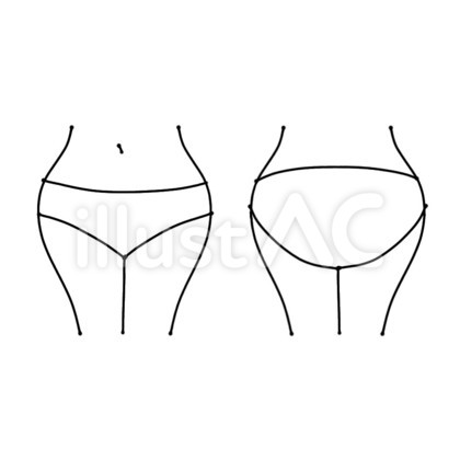 女性の下腹部_線画