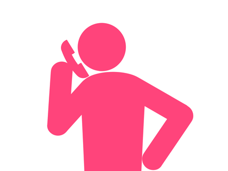 電話の受話器で話す人のピクトグラム（赤）