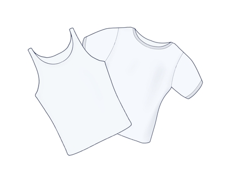 タンクトップと半袖インナー 男性,男性用インナー,肌着,下着,アンダーウェア,トップス,衣類,シンプル,清潔感,タンクトップのイラスト素材