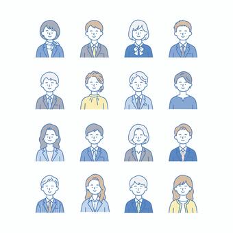 フォーマルな雰囲気の人物アイコンセット2 人物,アイコン,男女,ビジネス,フォーマル,カジュアル,経営者,社長,キャリア,エリートのイラスト素材