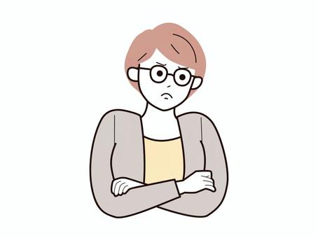 怒り眉の腕組み女性会社員A/カラー 怒り眉の腕組み女性会社員A/カラー 怒り,腕組み,女性,お母さん,会社員,キャリアウーマン,アドバイザー,30代,40代,オフィスカジュアルのイラスト素材
