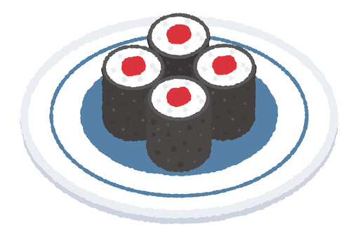 皿にのった寿司 寿司,寿司ネタ,すし,鮨,米,酢飯,回転寿司,コメ,こめ,スシのイラスト素材